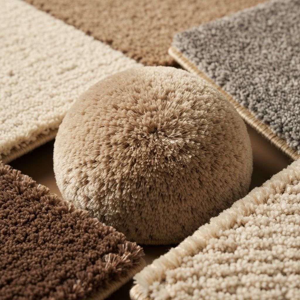 Selection of carpet and rug samples in various colours and textures